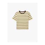 Koton Kalp Detaylı Çizgili Sarı Kız Çocuk T-Shirt 6SKG10427AK