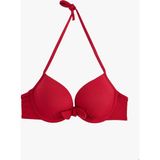 Koton Kalp Yaka Dokulu Fiyonklu Push-Up Bikini Üstü - 38 - Bordo