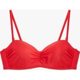 Koton Kalp Yaka Drape Detaylı Straplez Bikini Üstü - 42 - Kırmızı