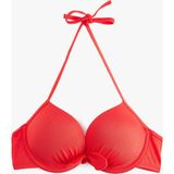 Koton Kalp Yaka Fiyonklu Push-Up Bikini Üstü - 38 - Kırmızı