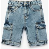 Koton Kapaklı Cep Detaylı Pamuklu Oversize Kargo Denim Şort - 6 - 7 Yaş - Lacivert