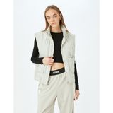 Koton Kapitone Oversize Kolsuz Kapüşonlu Yelek - Ekru - 38