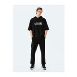 Koton Kapşonlu İşlemeli Şardonlu Kısa Kollu Oversize Spor Sweatshirt