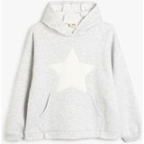 Koton Kapşonlu Kız Çocuk Sweatshirt Gri Yıldız Baskılı Uzun Kollu Orta Kalınlıkta - 6 - 7 Yaş
