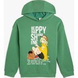 Koton Kapşonlu Sweatshirt Anime Baskılı Uzun Kollu - Yeşil - 5 - 6 Yaş