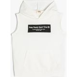 Koton Kapşonlu Sweatshirt Kolsuz Slogan Baskılı Kanguru Cepli - 9 - 10 Yaş - Beyaz