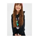 Koton Kapşonlu Sweatshirt Uzun Kollu Erkek Çocuk Siyah Renk Baskı Detaylı Orta Kalınlık - 4 - 5 Yaş