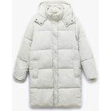 Koton Kapüşonlu Çıtçıt Düğmeli Fermuarlı Oversize Şişme Mont - Gri - 36