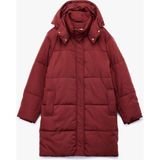 Koton Kapüşonlu Fermuarlı Cep Detaylı Oversize Kapitoneli Şişme Mont - 34 - Bordo
