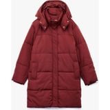 Koton Kapüşonlu Fermuarlı Cep Detaylı Oversize Kapitoneli Şişme Mont - 40 - Bordo