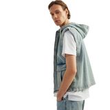 Koton Kapüşonlu Fermuarlı Kapaklı Cepli Oversize Pamuklu Kolsuz Denim Yelek