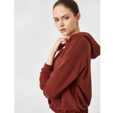 Koton Kapüşonlu Sweatshirt Beli Lastikli Çizgili