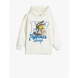 Koton Kapüşonlu Uzun Kollu Bugs Bunny Lisanslı Baskılı Sweatshirt, Kız Çocuk, Beyaz, 6/7 Yaş