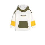 Koton Kapüşonlu Uzun Kollu Cep Detaylı Baskılı Sweatshirt, Erkek Çocuk, Ekru, 7/8 Yaş