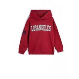 Koton Kapüşonlu Uzun Kollu Slogan Baskılı Sweatshirt, Erkek Çocuk, Bordo, 11/12 Yaş