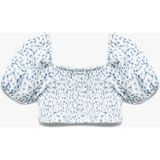 Koton Kare Yaka Balon Kollu Gipeli Çiçek Desenli Crop Bluz - Ekru - 4 - 5 Yaş