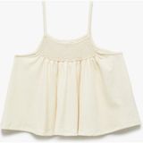 Koton Kare Yaka Gipe Detaylı Askılı Crop Bluz - Ekru - 13 - 14 Yaş