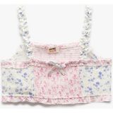 Koton Kare Yaka Kurdele Detaylı Gipeli Viskon Crop Bluz - Mor - 11 - 12 Yaş