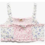 Koton Kare Yaka Kurdele Detaylı Gipeli Viskon Crop Bluz - Mor - 9 - 10 Yaş