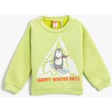 Koton Kayak Temalı Penguen Baskılı Sweatshirt Uzun Kollu Bisiklet Yaka - 6 - 9 Ay - Sarı