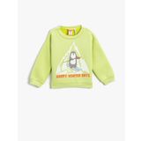 Koton Kayak Temalı Penguen Baskılı Sweatshirt Uzun Kollu Bisiklet Yaka
