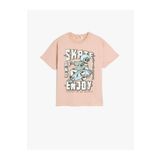 Koton Kaykay Baskılı Bisiklet Yaka Kısa Kollu Pembe Erkek Çocuk T-shirt 5skb10044tk