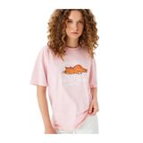 Koton Kedi Baskılı Bisiklet Yaka Pembe Kadın T-Shirt, M Beden