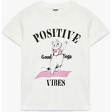 Koton Kedi Baskılı Ekru Kız Çocuk T-Shirt 6SKG10109AK - 6 - 7 Yaş
