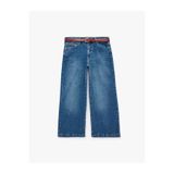 Koton Kemerli Cepli Normal Bel Pamuklu Kısa Geniş Paça Denim Pantolon - Crop Wide Leg Jeans