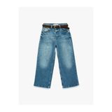 Koton Kemerli Pamuklu Normal Bel Cepli Geniş Paça Denim Pantolon - Wide Leg Jean