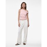 Koton Keten Görünümlü Slim Fit Kolsuz Asimetrik Kesim Kayık Yaka Bluz - Pembe - 38