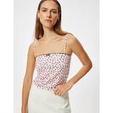 Koton Kiraz Baskılı Atlet Ince Askılı Fiyonk Detaylı Slim Fit - Kırmızı