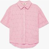 Koton Kısa Kollu Düğmeli Fistolu Brode Bluz - Pembe - 11 - 12 Yaş