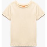 Koton Kısa Kollu Pamuklu Basic Tişört Kız Çocuk Günlük Stil Kahverengi Cepsiz - Ekru - 4 - 5 Yaş