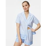 Koton Kısa Kollu Pijama Üstü Çiçekli Düğmeli Gömlek Yaka Pamuklu