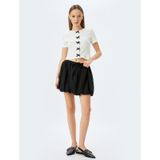 Koton Kısa Kollu Slim Fit Bisiklet Yaka Fitilli Fiyonklu Hırka Ekru 5sal90001ık Ekru