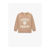 Koton Kız Bebek Baskılı Pamuklu Uzun Kollu Bisiklet Yaka Şardonlu Sweatshirt