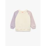 Koton Kız Bebek Bisiklet Yaka Uzun Kollu Şardonlu Pamuklu Sweatshirt, Ekru, 24-36 Ay