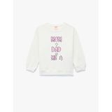 Koton Kız Bebek Sweatshirt, Bisiklet Yaka, Çiçek Desenli, Ekru, 3-4 Yaş