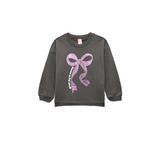 Koton Kız Bebek Sweatshirt, Bisiklet Yaka, Fiyonk Baskılı, Antrasit, 4-5 Yaş