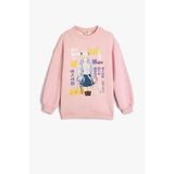Koton Kız Çocuk Anime Baskılı Sweatshirt Şardonlu Uzun Kollu Bisiklet Yaka
