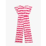 KOTON Kız Çocuk Bisiklet Yaka Kısa Kollu Baskılı Midi Tulum, Pembe Desenli (2D5), 6/7 Yaş