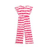 KOTON Kız Çocuk Bisiklet Yaka Kısa Kollu Baskılı Midi Tulum, Pembe Desenli (2D5), 9/10 Yaş