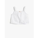 Koton Kız Çocuk Crop Bluz Askılı Fiyonk Detaylı Pamuklu Beyaz, 11/12 Yaş