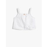 Koton Kız Çocuk Crop Bluz Askılı Fiyonk Detaylı Pamuklu Beyaz, 5/6 Yaş
