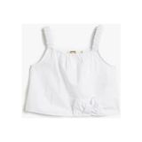 Koton Kız Çocuk Crop Bluz Askılı Fiyonk Detaylı Pamuklu Beyaz, 9/10 Yaş