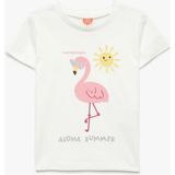 Koton Kız Çocuk Flamingo Baskılı Kısa Kollu Pamuklu Tişört Günlük Stil - 9 - 12 Ay - Ekru
