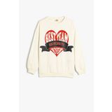 Koton Kız Çocuk Kapşonlu Sweatshirt Kalp Baskılı Şardonlu Pamuklu
