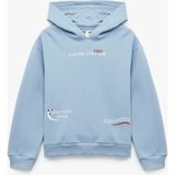 Koton Kız Çocuk Kapşonlu Sweatshirt Uzun Kollu Mavi Desenli Ekstra Rahat Tasarım - 6 - 7 Yaş