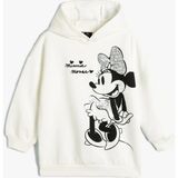Koton Kız Çocuk Minnie Mouse Baskılı Lisanslı Kapşonlu Sweatshirt 4WKG10526AK - Ekru - 6 - 7 Yaş